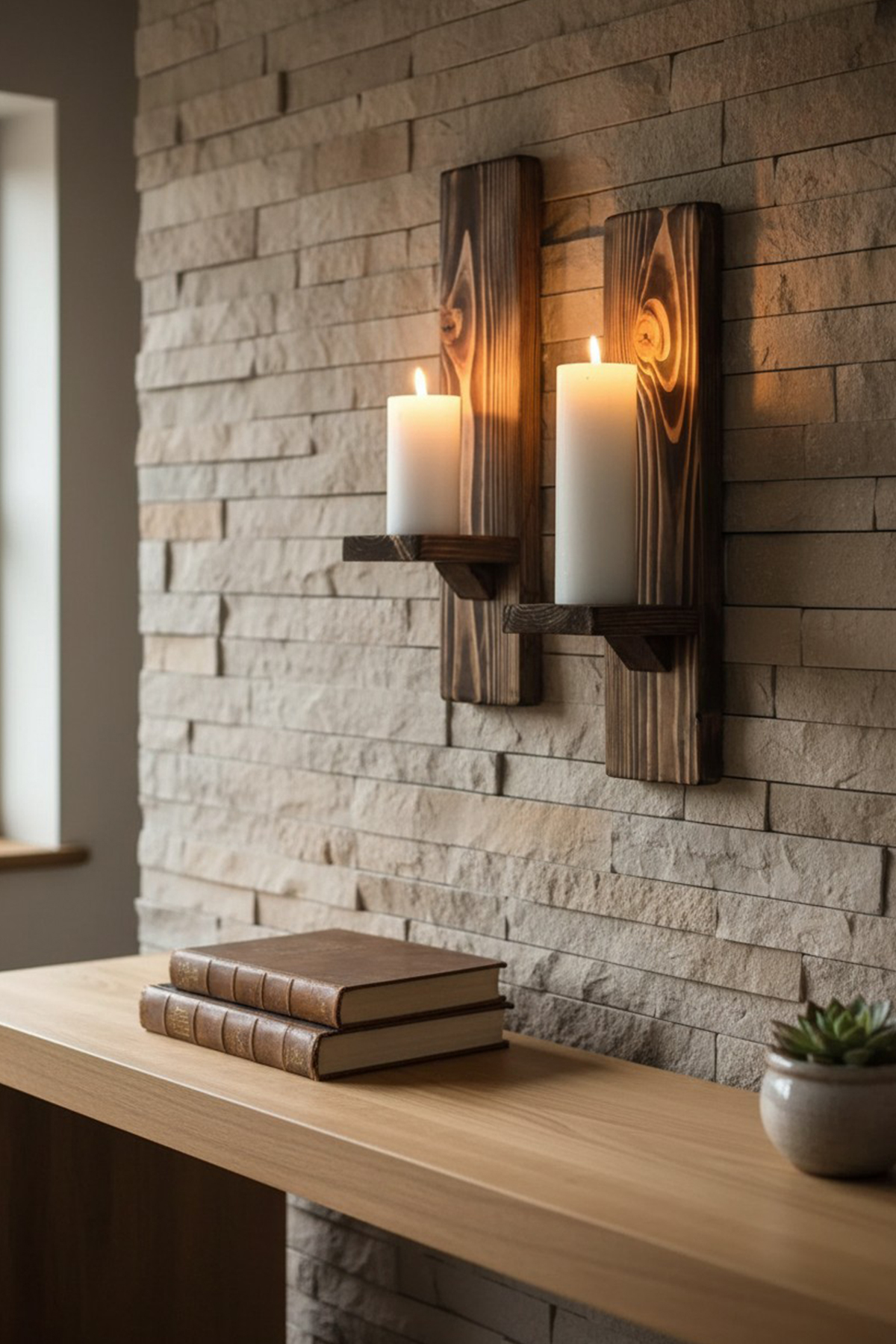 Doğal Çam Ağacı 2'li Mumluk