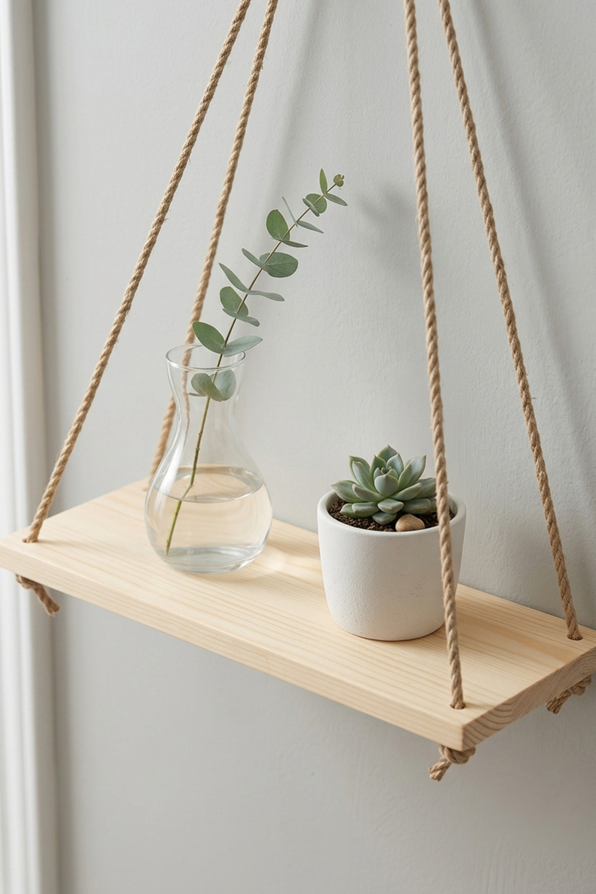 Halatlı Dekoratif Duvar Rafı (Derinlik 8 cm)