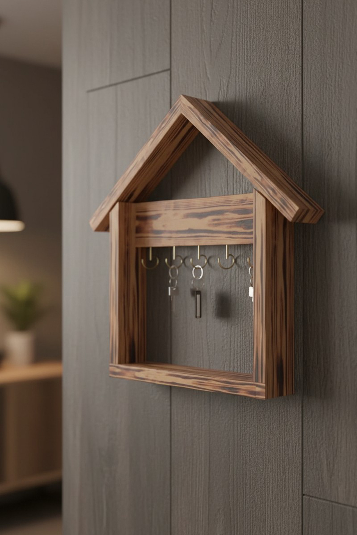 Ev Dizaynlı Dekoratif Doğal Çam Ağacı Anahtarlık