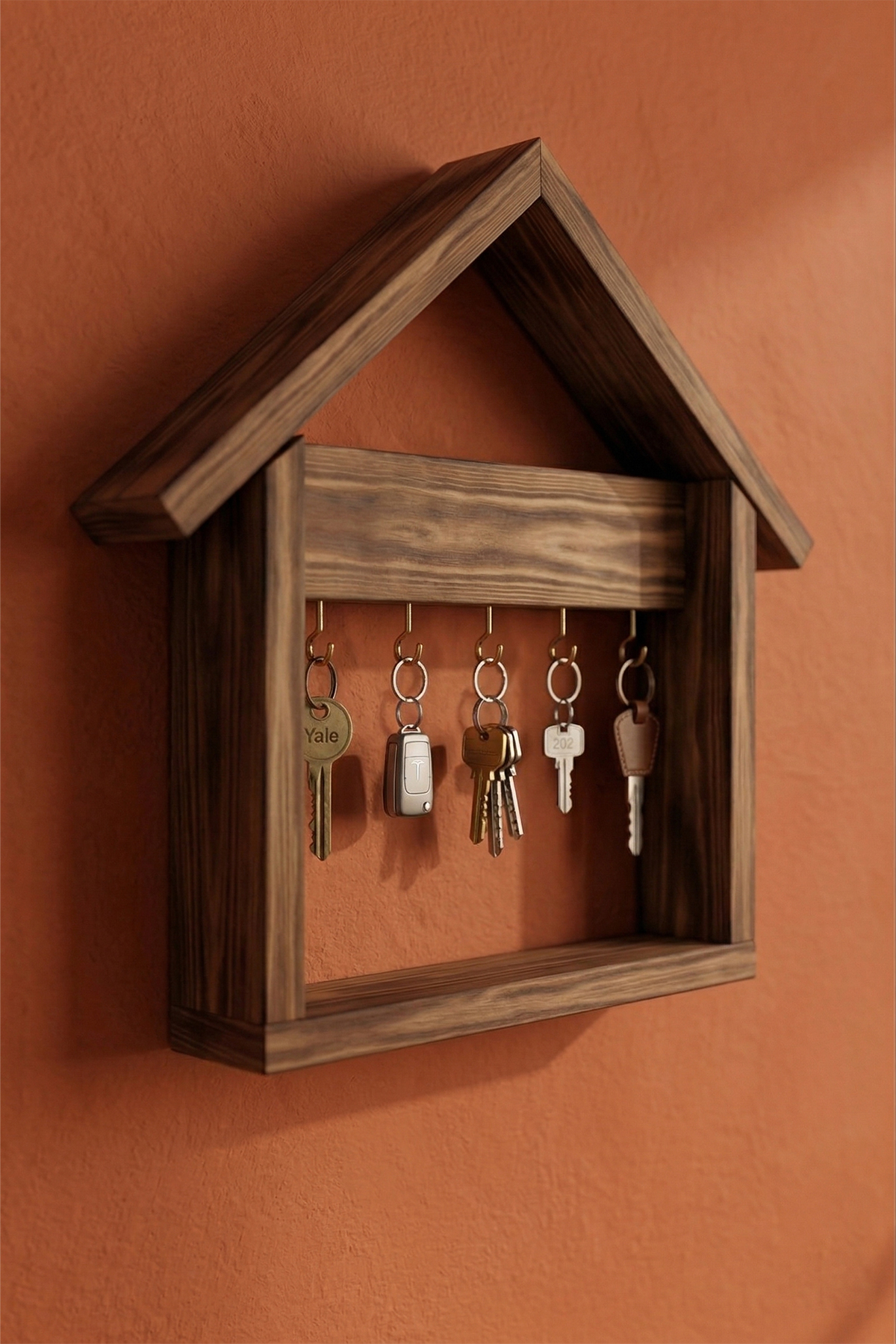 Ev Dizaynlı Dekoratif Doğal Çam Ağacı Anahtarlık