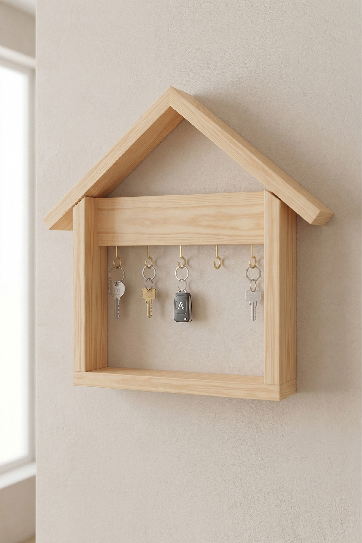 Ev Dizaynlı Dekoratif Doğal Çam Ağacı Anahtarlık