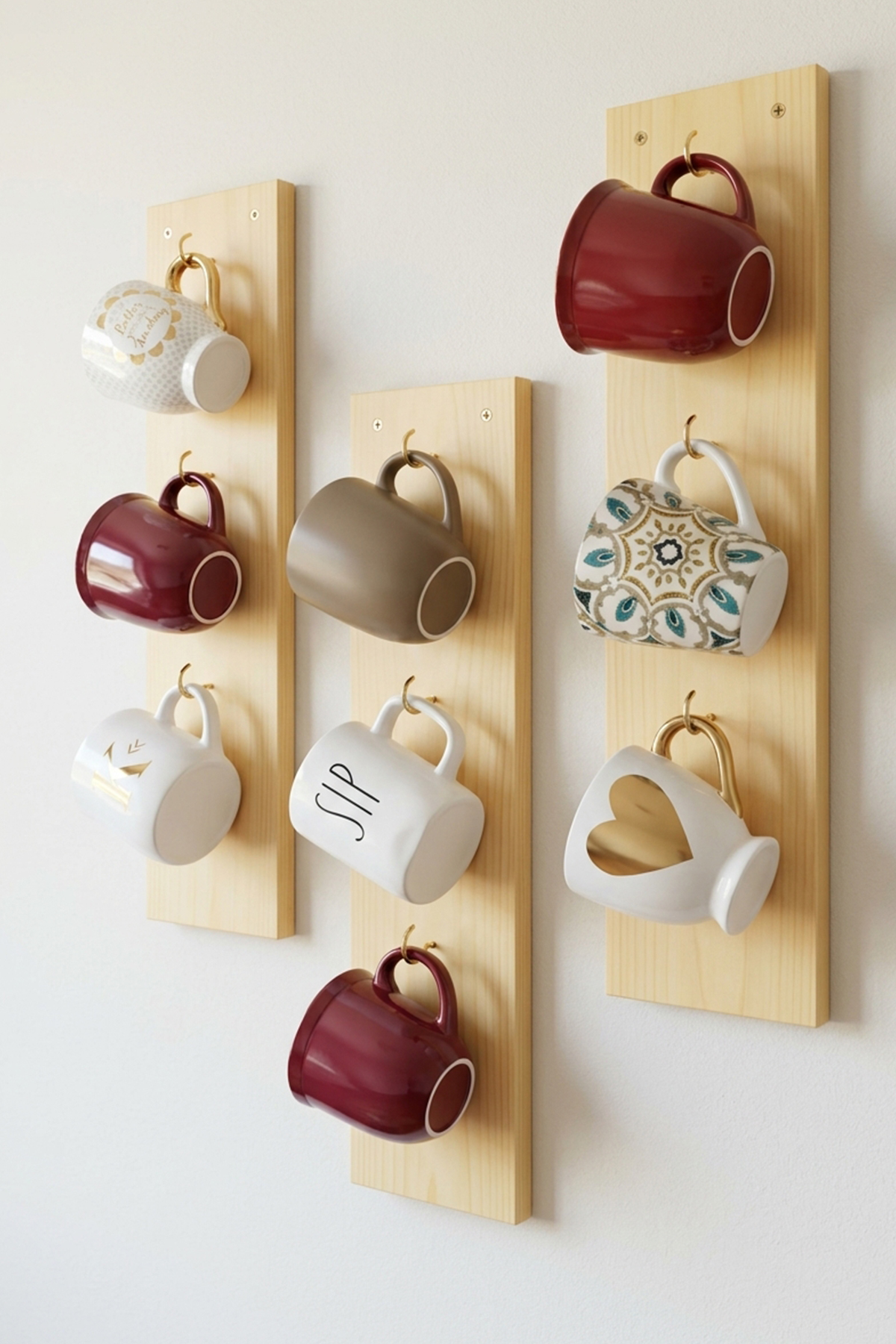 Dekoratif Bardak Askılığı Doğal Çam Ağacı (Yükseklik 50 cm X Genişlik 8 cm X Derinlik 2 cm)