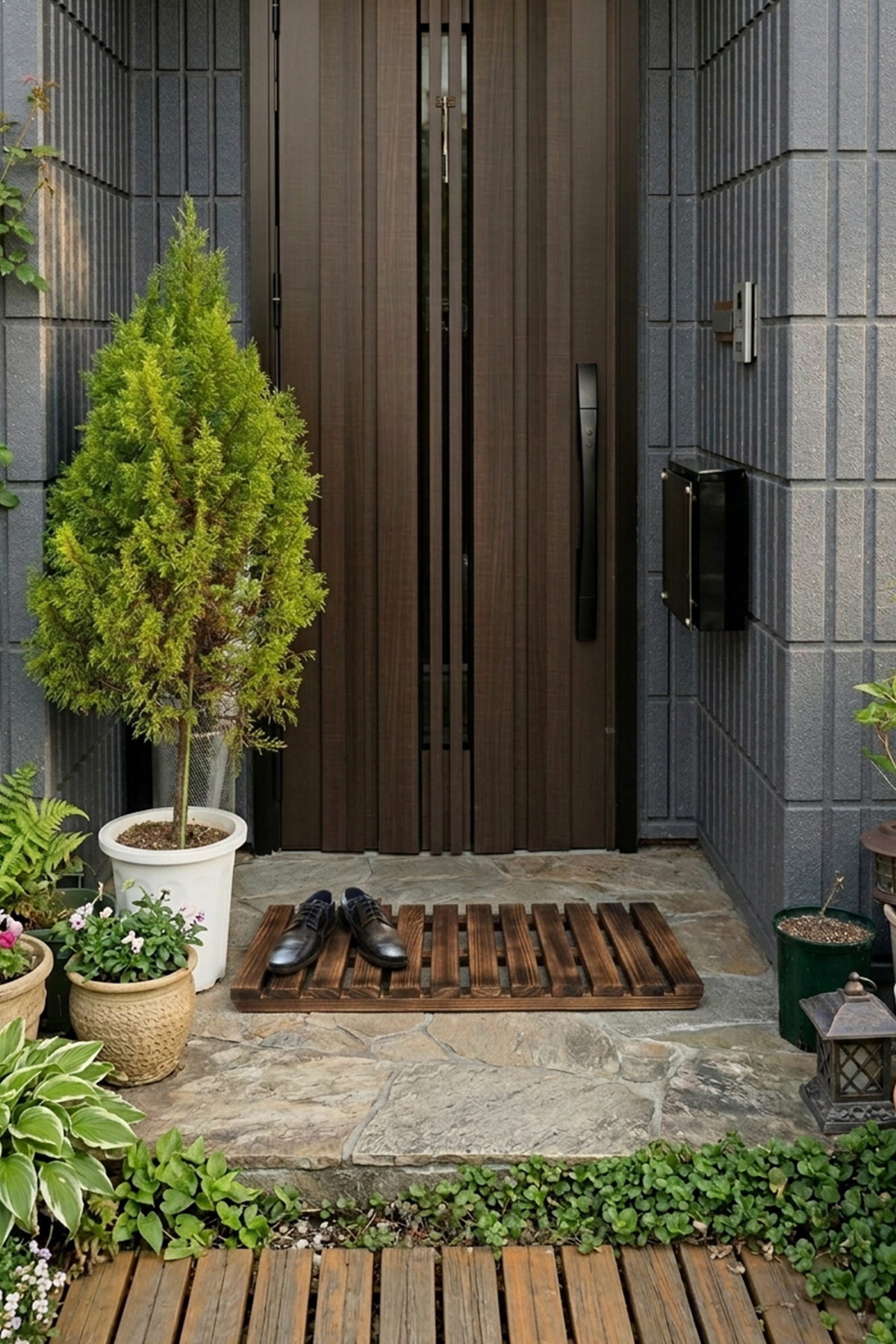 Dekoratif Doğal Cam Ağacı Kapı Önü Duş Önü Paspas (Yükseklik 3,5 cm X Genişlik 30 cm)