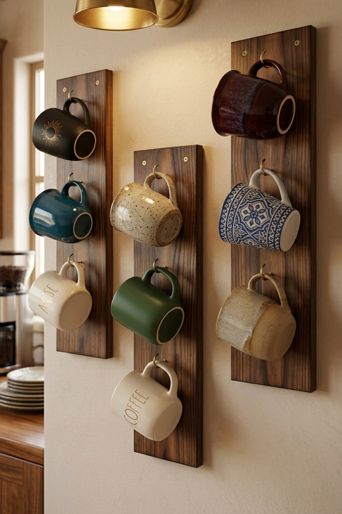 Dekoratif Bardak Askılığı Doğal Çam Ağacı (Yükseklik 50 cm X Genişlik 8 cm X Derinlik 2 cm)