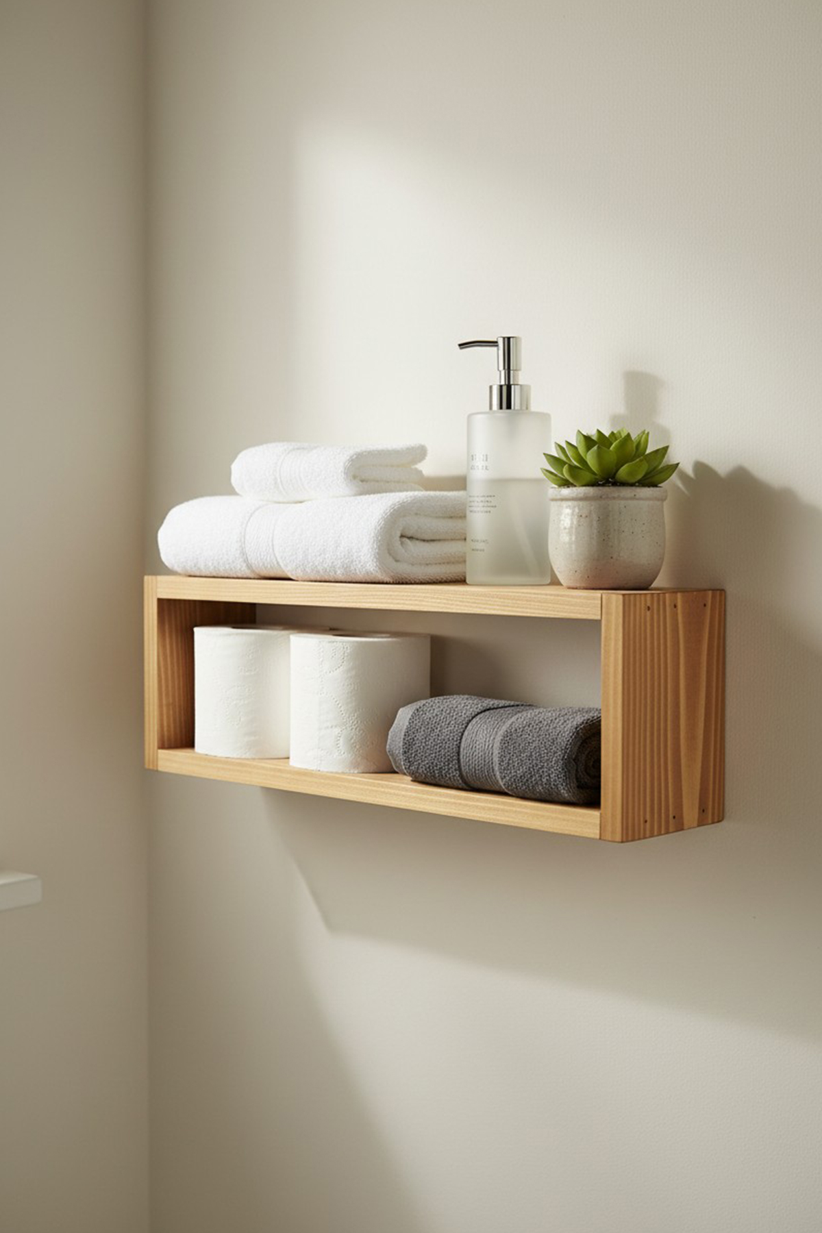 Dekoratif Dikdörtgen Raf Doğal Çam Ağacı (Yükseklik 50 cm X Genişlik 15 cm X Derinlik 8 cm)