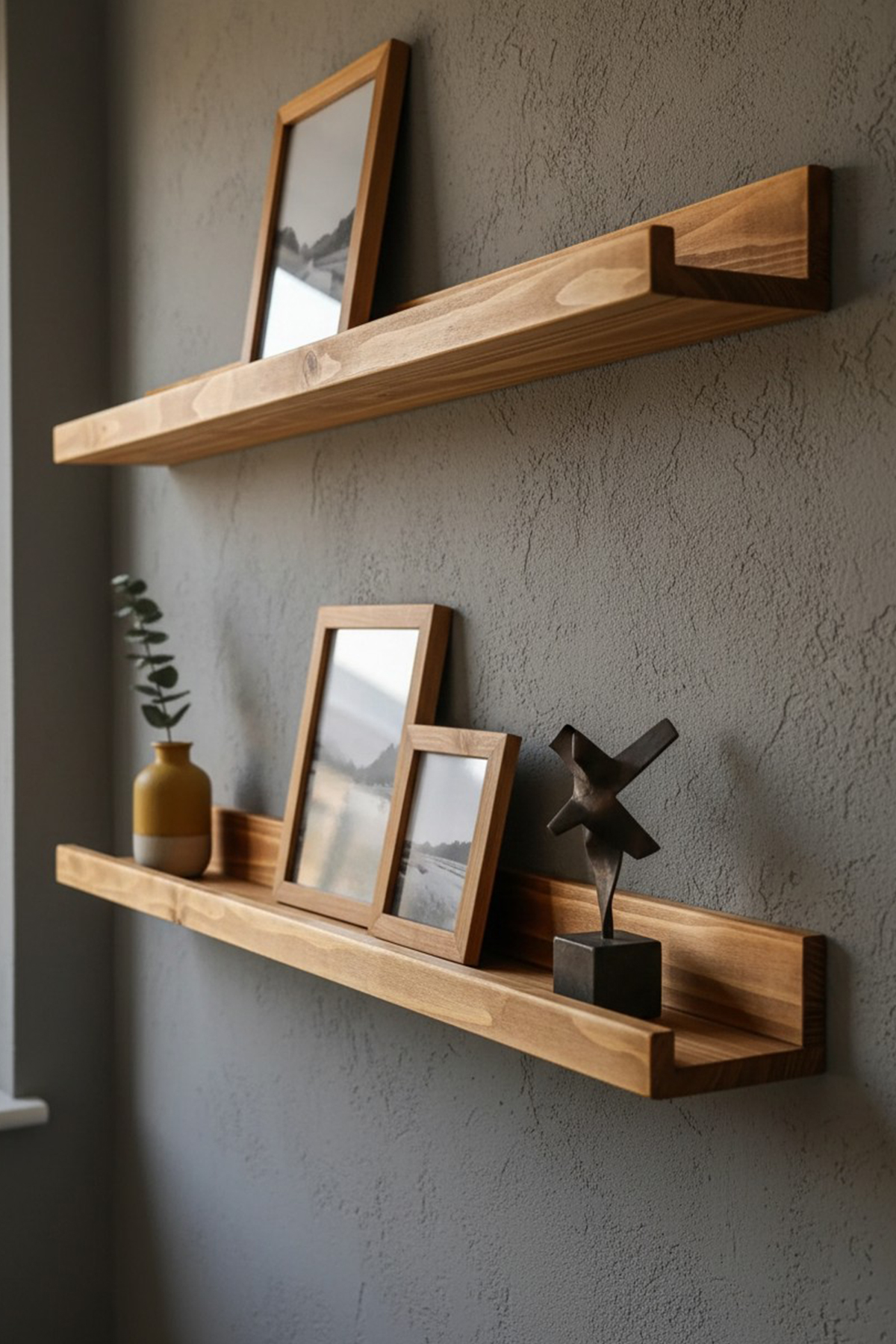 Dekoratif Duvar Rafı Doğal Çam Ağacı (2 Adet)