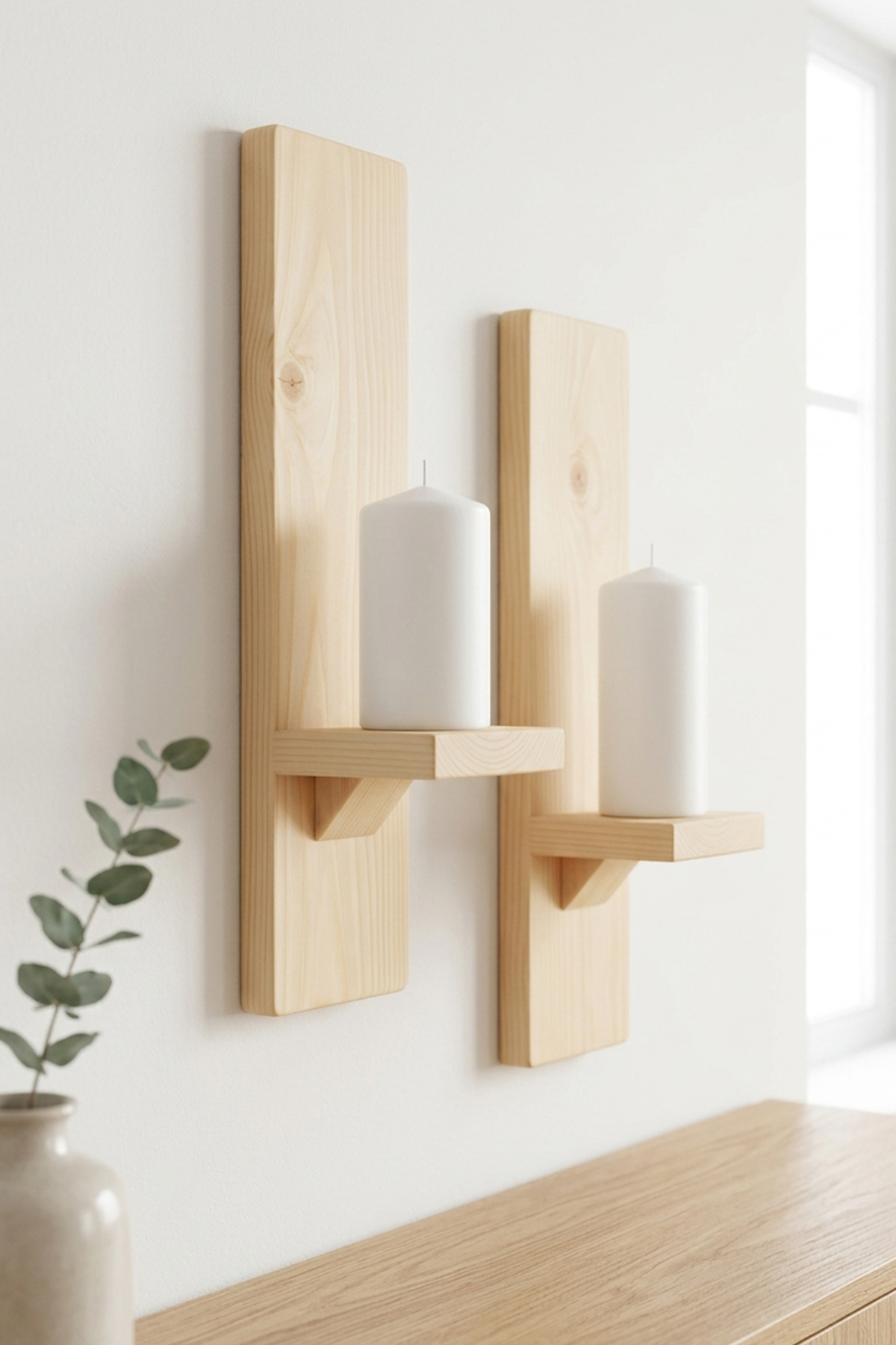 Doğal Çam Ağacı 2'li Mumluk