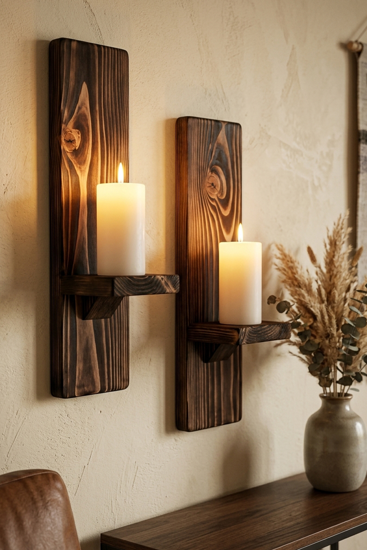 Doğal Çam Ağacı 2'li Mumluk